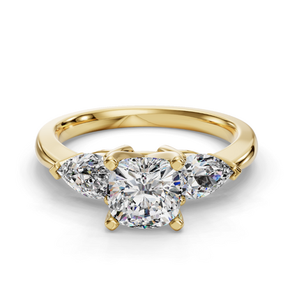 CUSHION 3 STONE RING