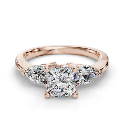 CUSHION 3 STONE RING