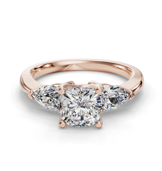 CUSHION 3 STONE RING