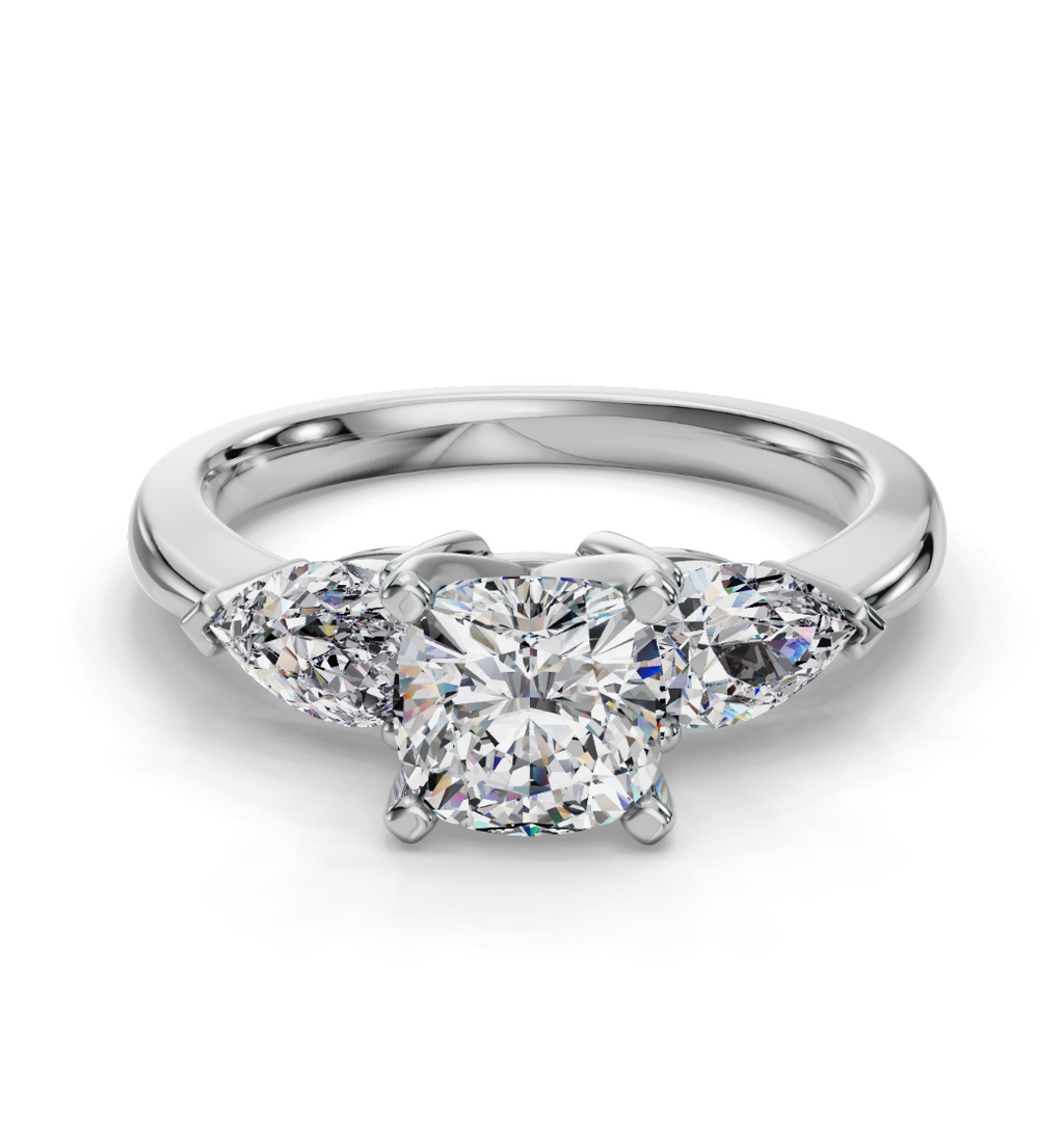 CUSHION 3 STONE RING