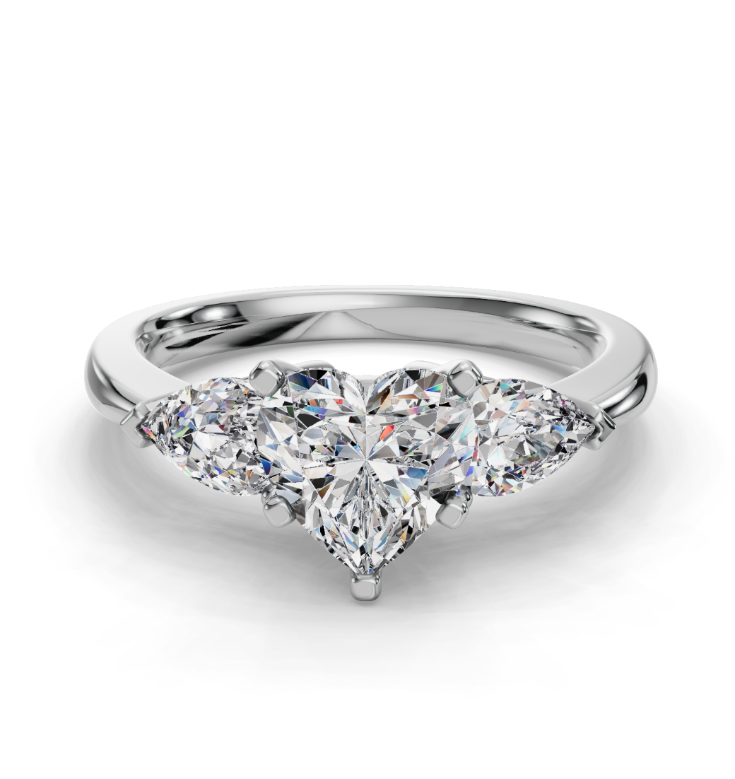 HEART 3 STONE RING