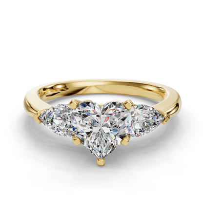 HEART 3 STONE RING