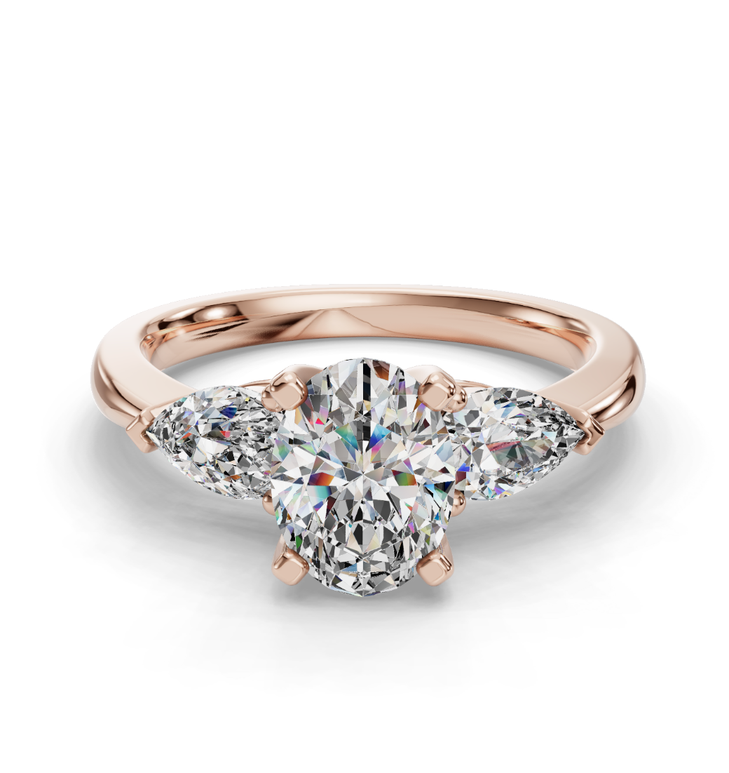 OVAL 3 STONE RING