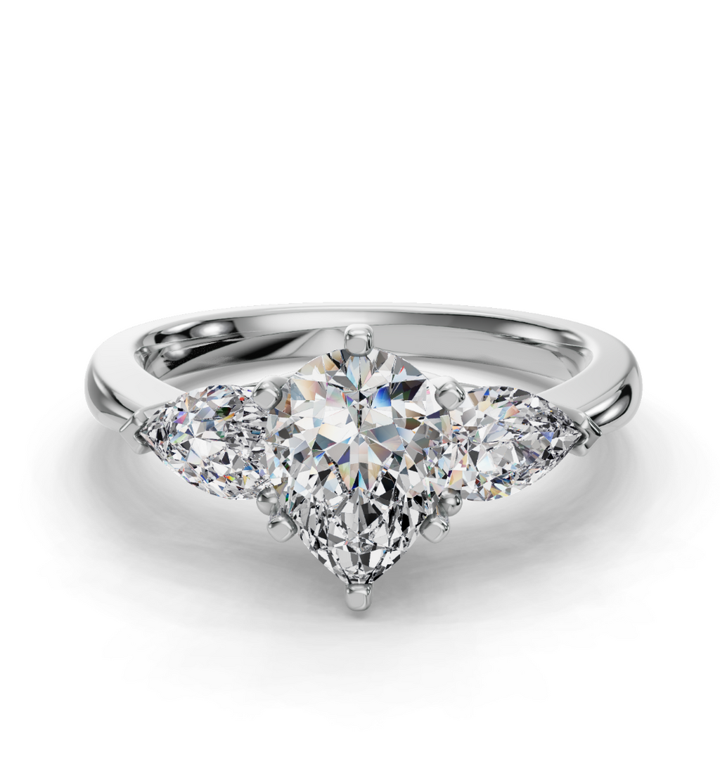 PEAR 3 STONE RING