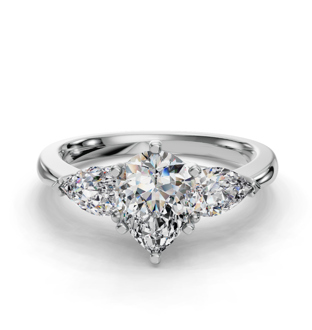 PEAR 3 STONE RING