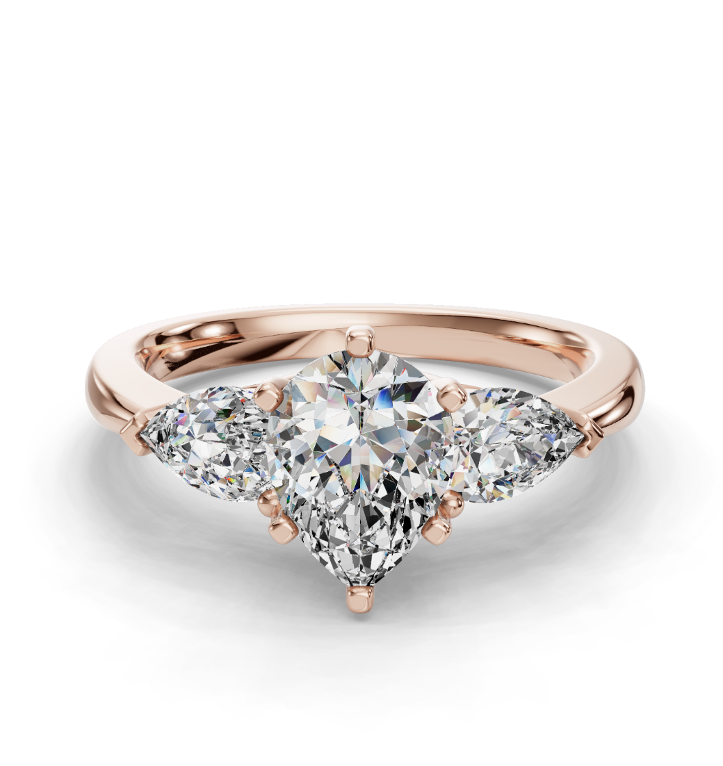 PEAR 3 STONE RING