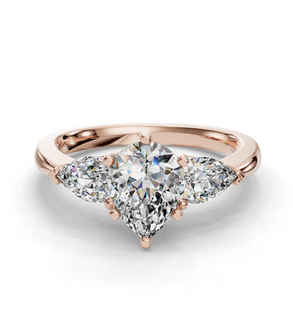 PEAR 3 STONE RING