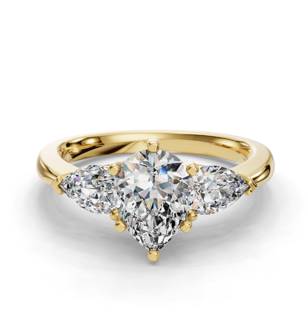 PEAR 3 STONE RING