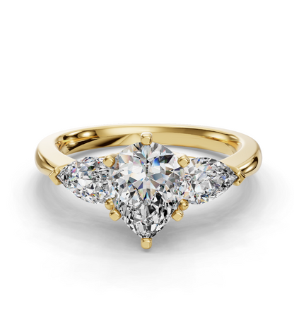 PEAR 3 STONE RING