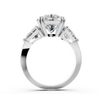 ROUND WITH TRILLION 3 STONE RING
