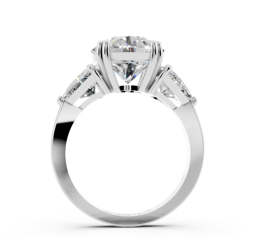 ROUND WITH TRILLION 3 STONE RING