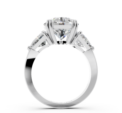 ROUND WITH TRILLION 3 STONE RING