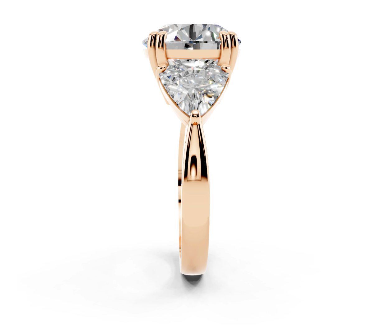 ROUND WITH TRILLION 3 STONE RING