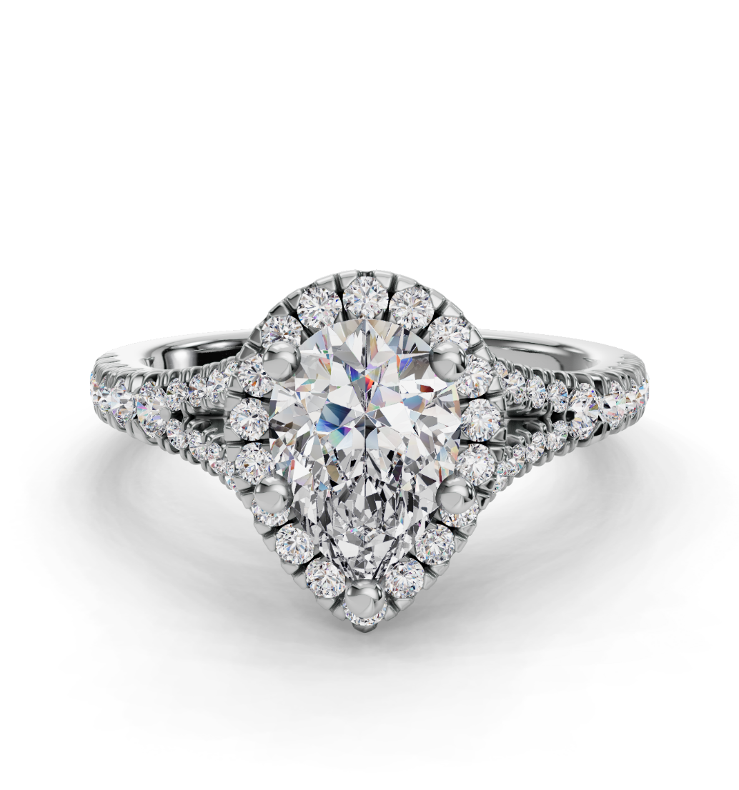 PEAR CATHEDRAL WITH HALO RING