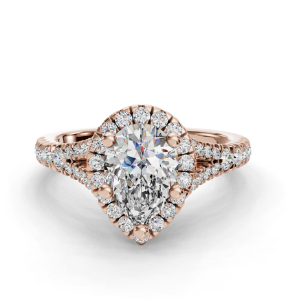 PEAR CATHEDRAL WITH HALO RING