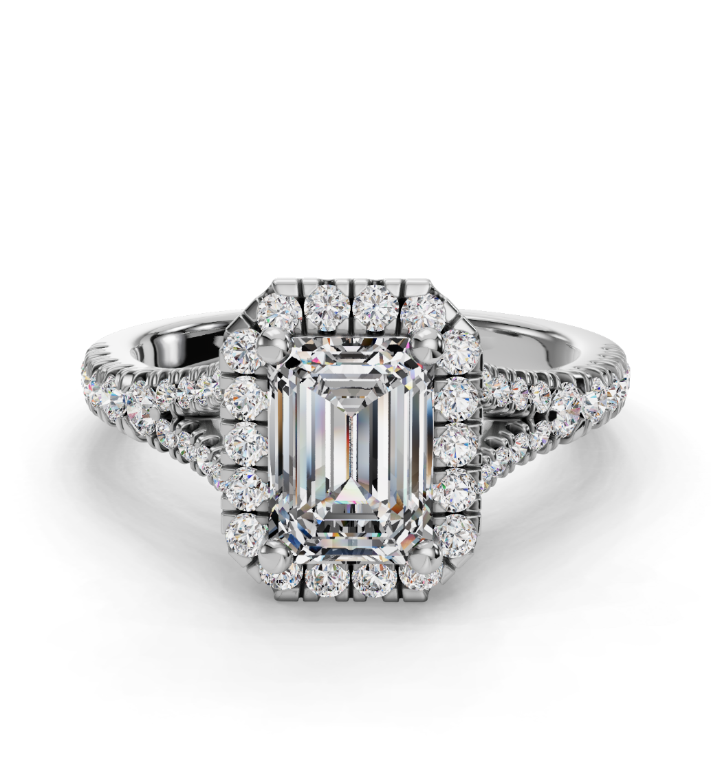 EMERALD CATHEDRAL WITH HALO RING
