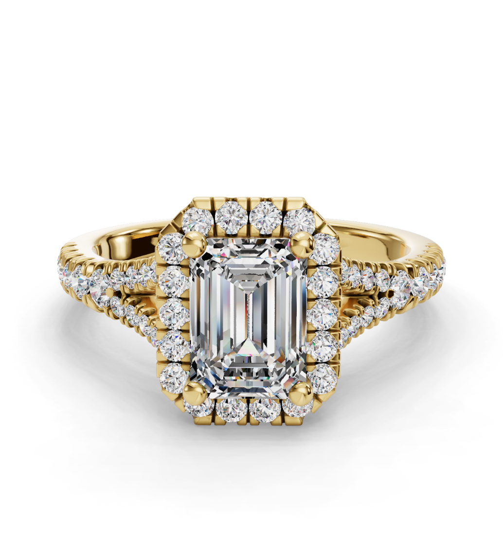 EMERALD CATHEDRAL WITH HALO RING