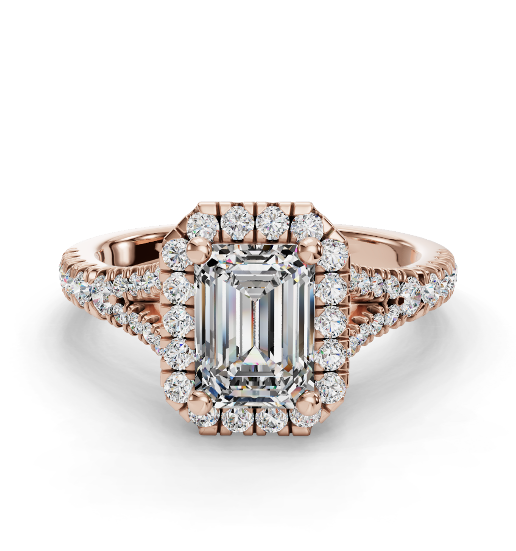 EMERALD CATHEDRAL WITH HALO RING