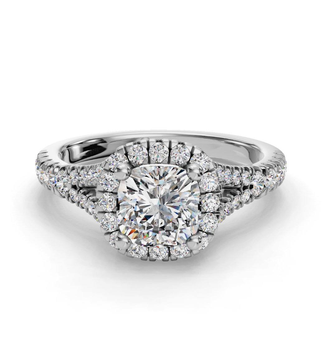 CUSHION CATHEDRAL WITH HALO RING