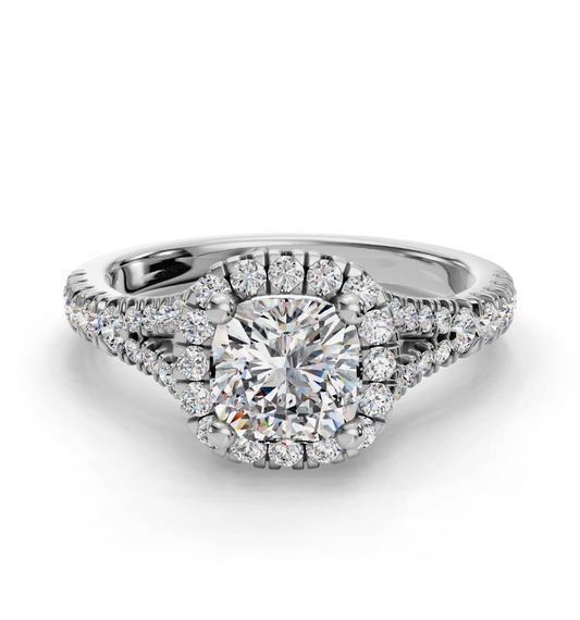 CUSHION CATHEDRAL WITH HALO RING