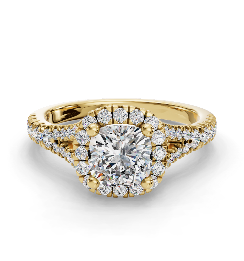 CUSHION CATHEDRAL WITH HALO RING