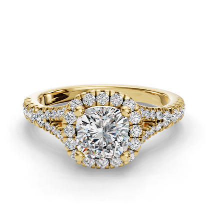 CUSHION CATHEDRAL WITH HALO RING