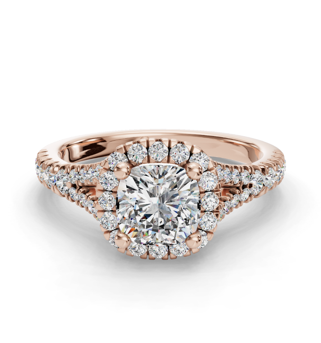 CUSHION CATHEDRAL WITH HALO RING