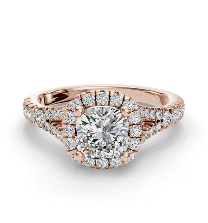 CUSHION CATHEDRAL WITH HALO RING