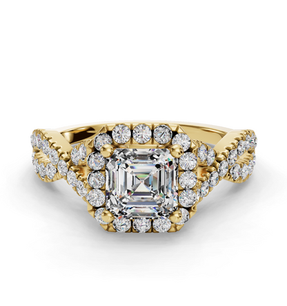 ASSCHER NATURE INSPIRED HALO RING