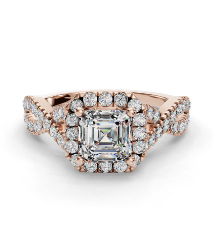 ASSCHER NATURE INSPIRED HALO RING