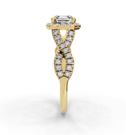 ASSCHER NATURE INSPIRED HALO RING