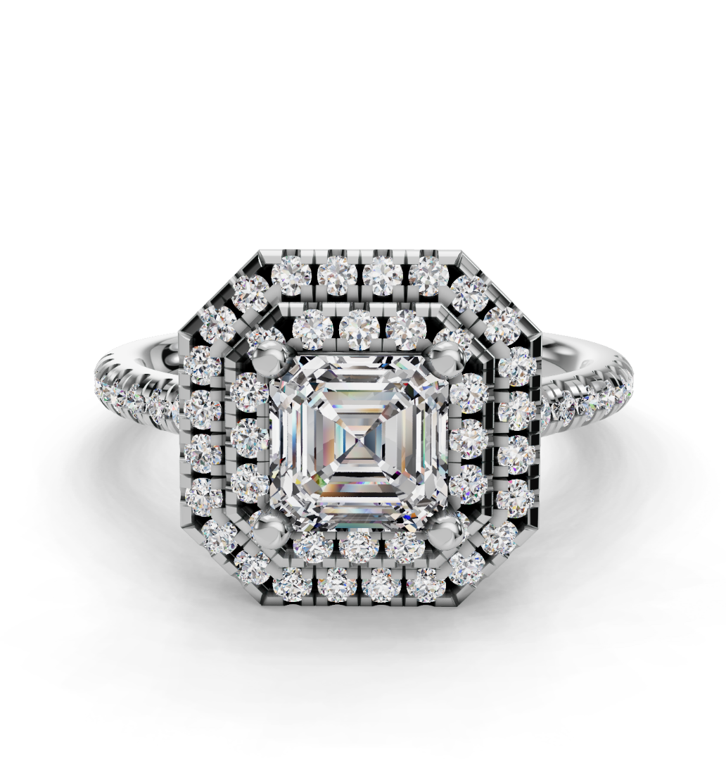 ASSCHER HALO WITH PAVE RING - M&D Signature Jewels