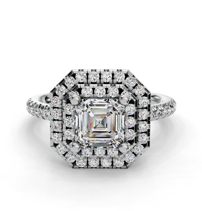 ASSCHER HALO WITH PAVE RING - M&D Signature Jewels