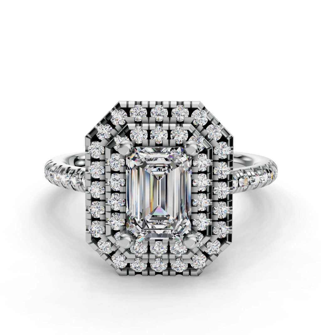 EMERALD HALO WITH PAVE RING