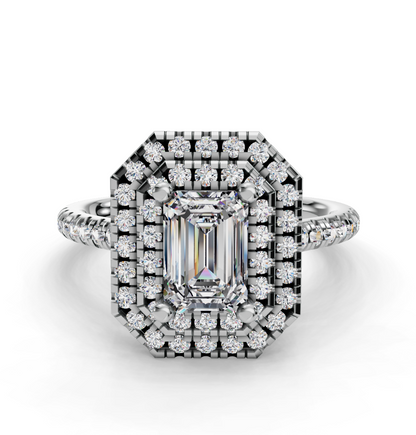 EMERALD HALO WITH PAVE RING