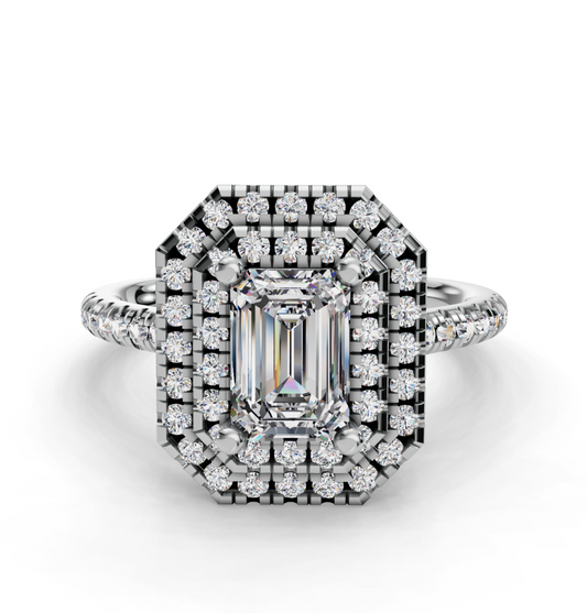 EMERALD HALO WITH PAVE RING