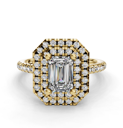 EMERALD HALO WITH PAVE RING