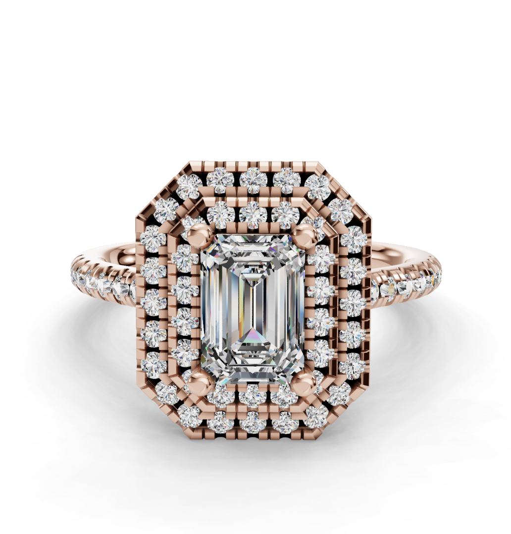 EMERALD HALO WITH PAVE RING