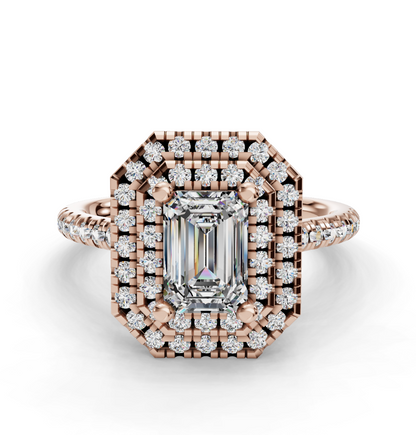 EMERALD HALO WITH PAVE RING