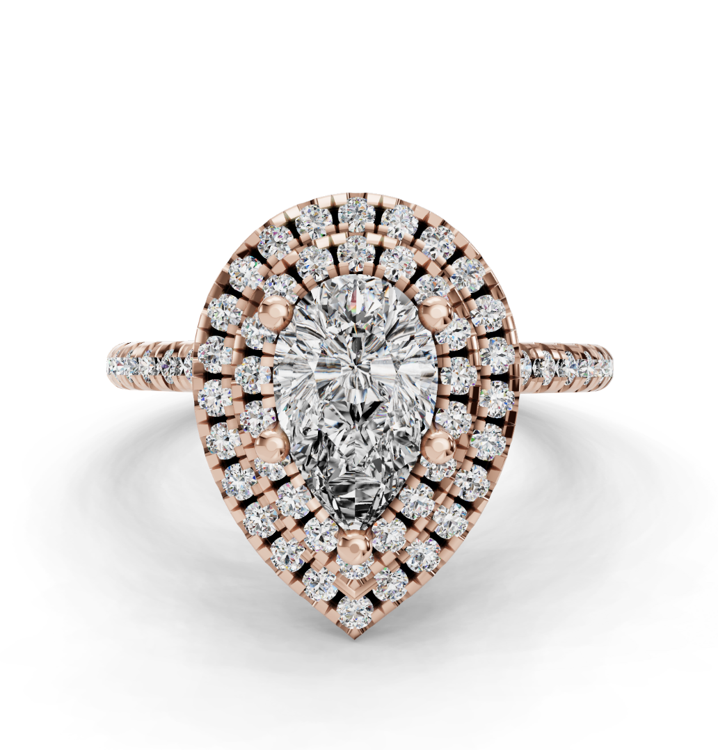PEAR HALO WITH PAVE RING