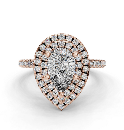PEAR HALO WITH PAVE RING