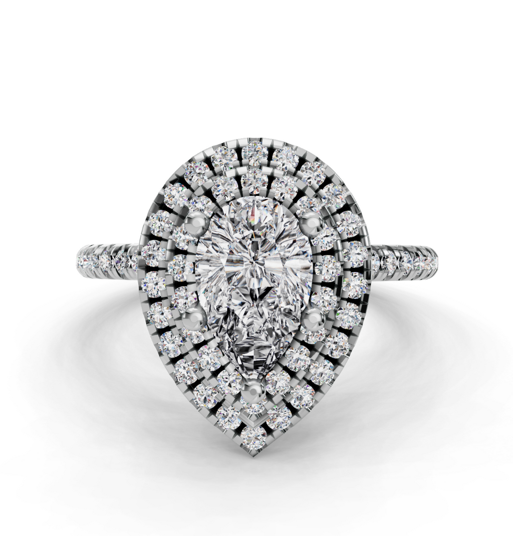 PEAR HALO WITH PAVE RING