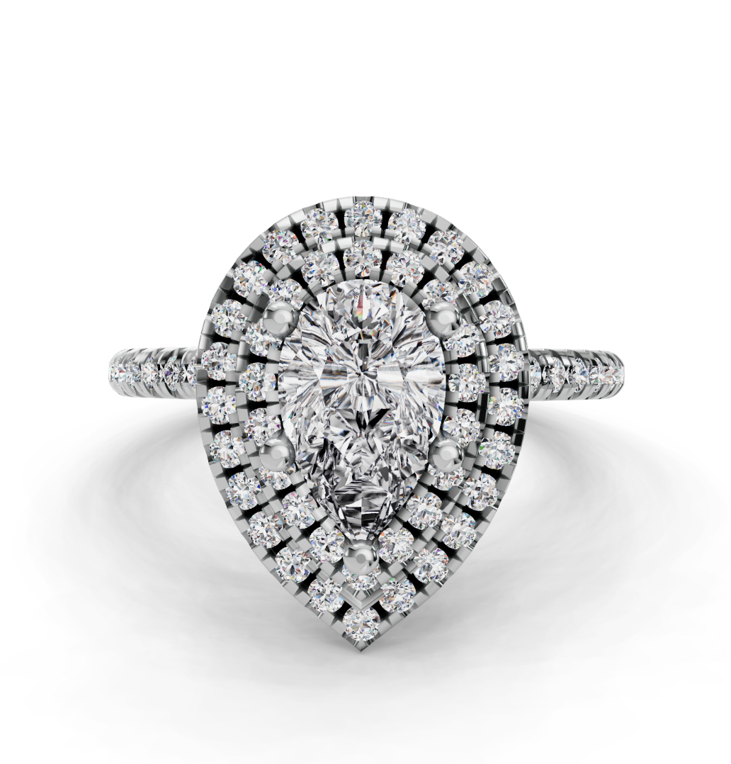 PEAR HALO WITH PAVE RING