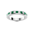 Princess-cut Tsavorite and VS Diamond Wedding Ring