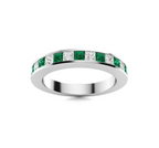 Princess-cut Tsavorite and VS Diamond Wedding Ring