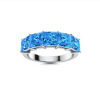 Princess Blue Topaz Wedding Ring