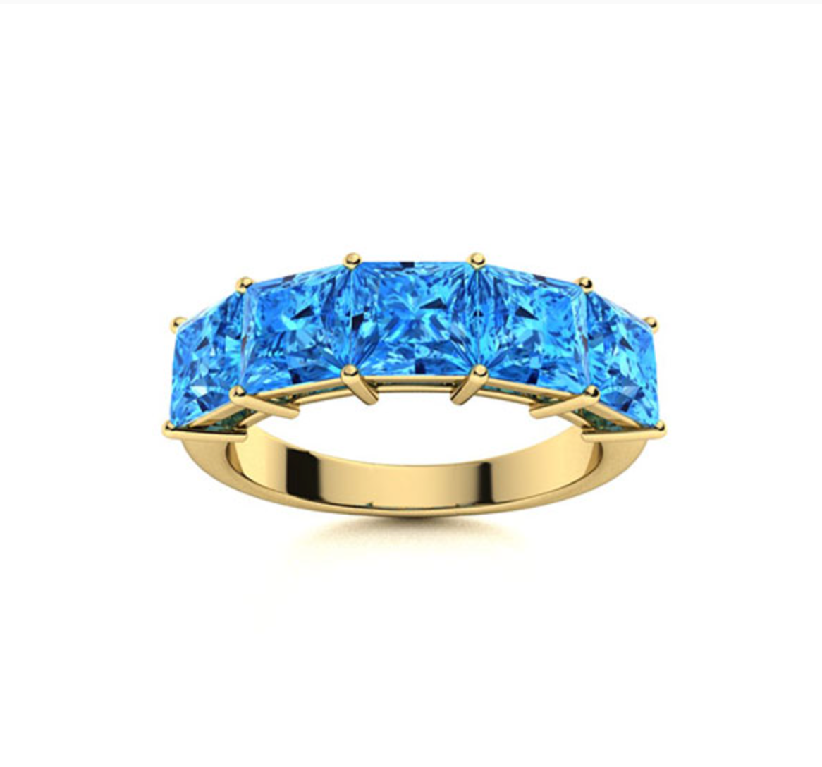 Princess Blue Topaz Wedding Ring