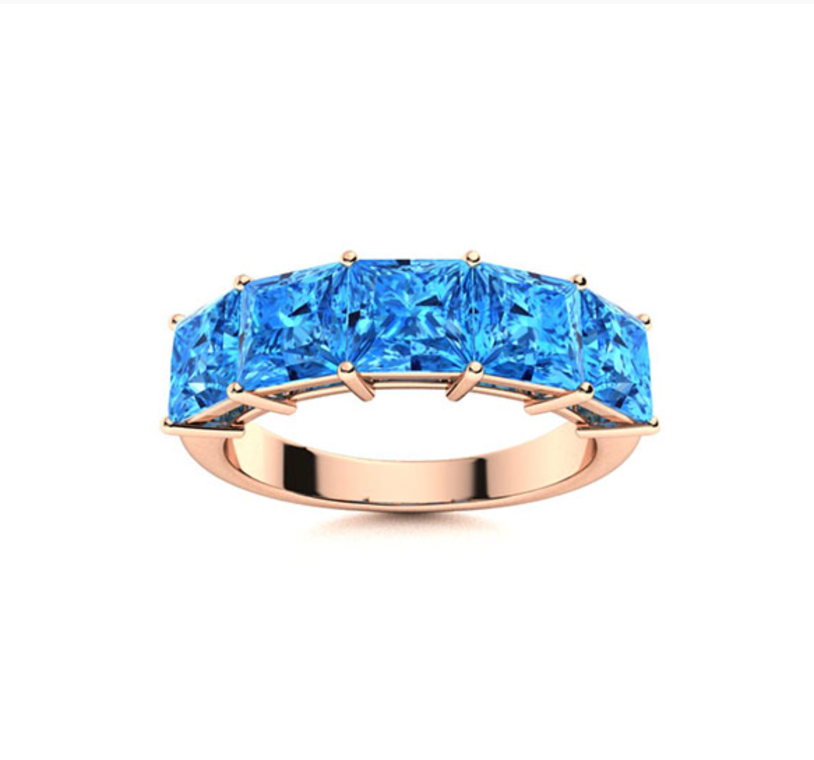Princess Blue Topaz Wedding Ring