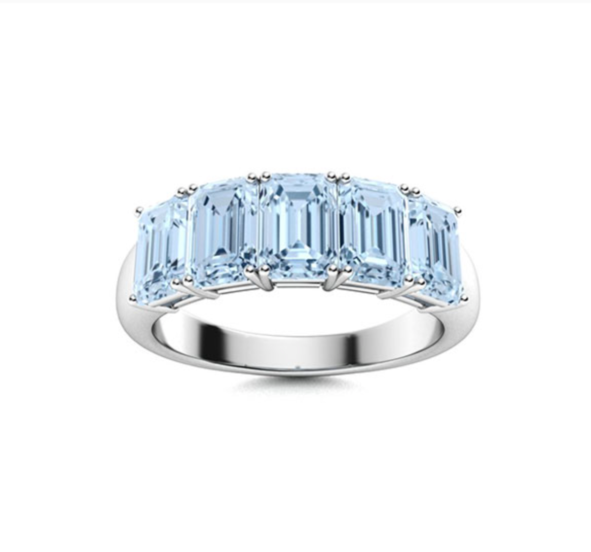 Emerald Aquamarine Wedding Ring