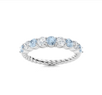 Round Aquamarine and Diamond Wedding Ring